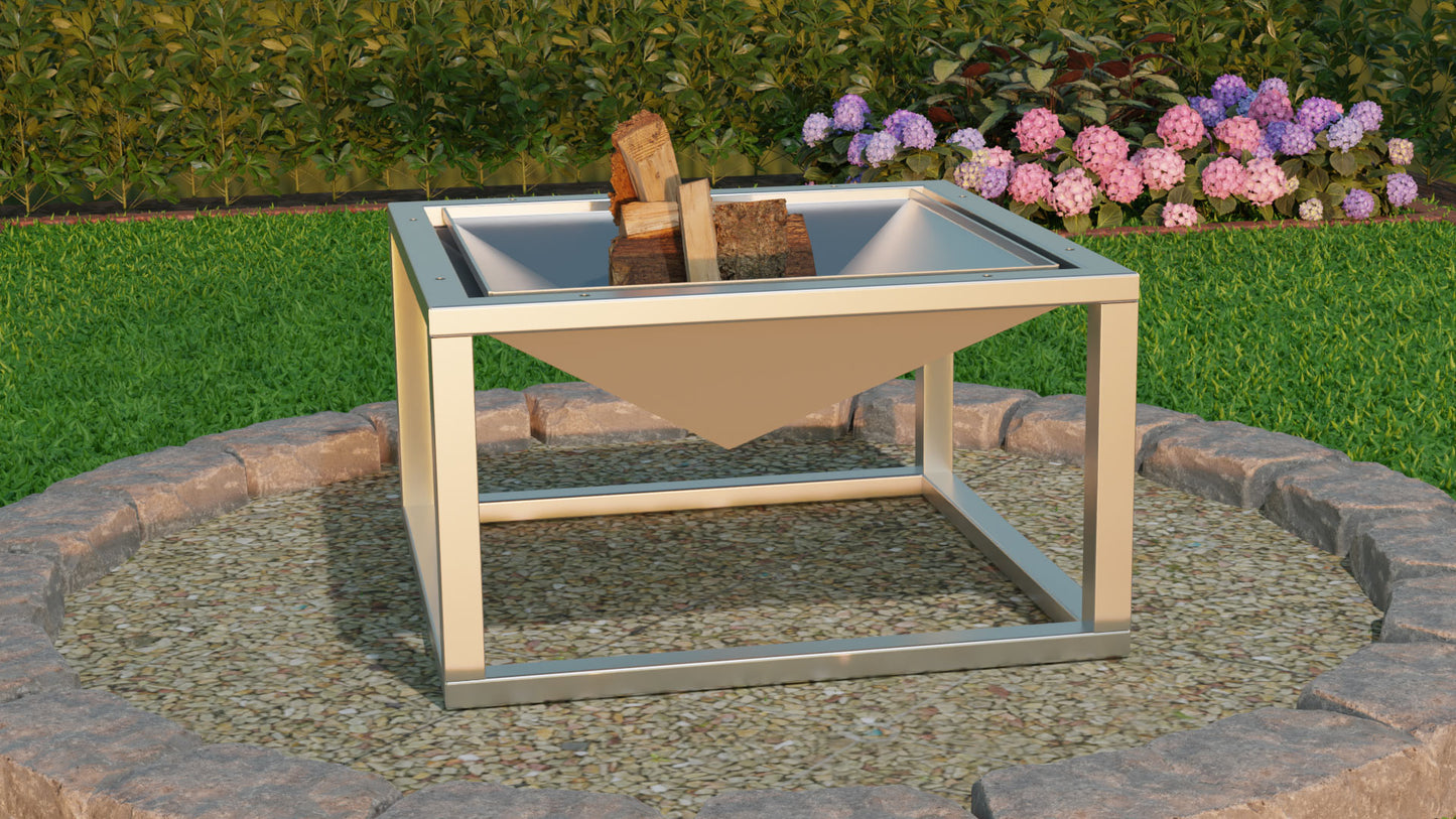 Edelstahl Feuerschale 80cm (Quadratisch) – Made in Germany