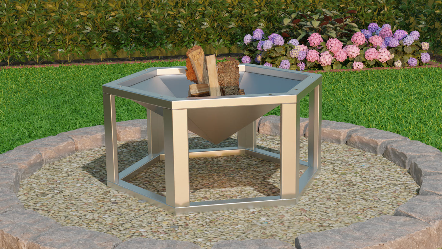 Edelstahl Feuerschale 80cm (Sechseckig) – Made in Germany